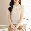 中式国风旗袍领上衣，冰丝短袖t恤天丝针织衫CC-103-17096 商品缩略图3