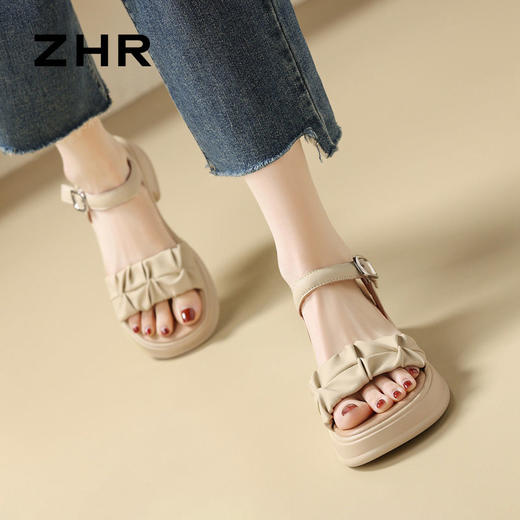 ZHR则则厚底一字带凉鞋2024新款时尚百搭时装凉鞋沙滩女凉鞋 商品图6