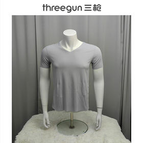 Threegun三枪【匠心系列-120支丝柔皮马棉】无痕V领短袖男士T恤衫-22815A921