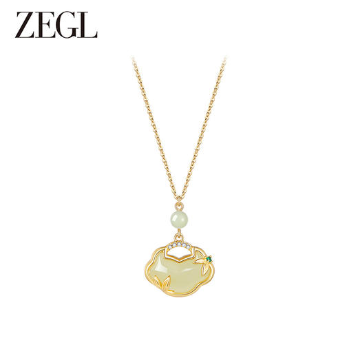 ZEGL设计师925银母亲节礼物和田玉项链女2024新款平安锁骨链饰品 商品图2