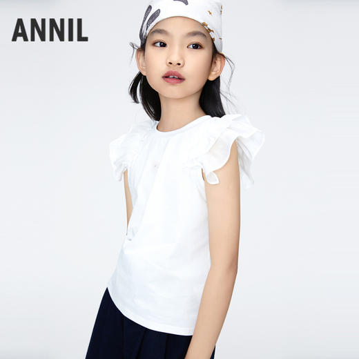 女童凉感记忆棉圆领短袖T恤新款安奈儿童装实体店同款AG421807 商品图1