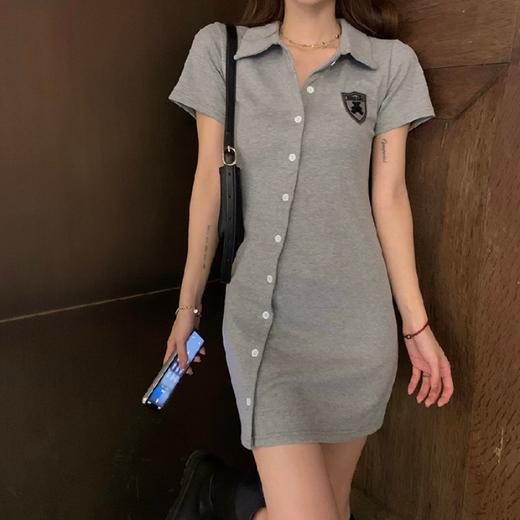 【细腻柔软亲肤，垂顺抗起球！】polo领连衣裙女夏季甜辣妹风，修身显瘦设计感小众小熊短袖包臀裙子-lm！ 商品图6