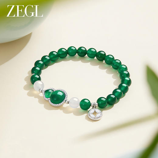 ZEGL设计师母亲节礼物绿玛瑙手串女款2024新款中式小葫芦手链手饰 商品图1