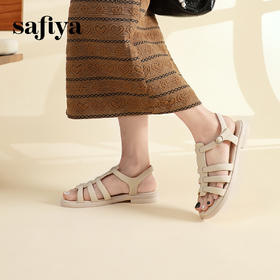 Safiya/索菲娅2024夏季镂空编织外穿休闲平底露趾罗马凉鞋 SF42115008