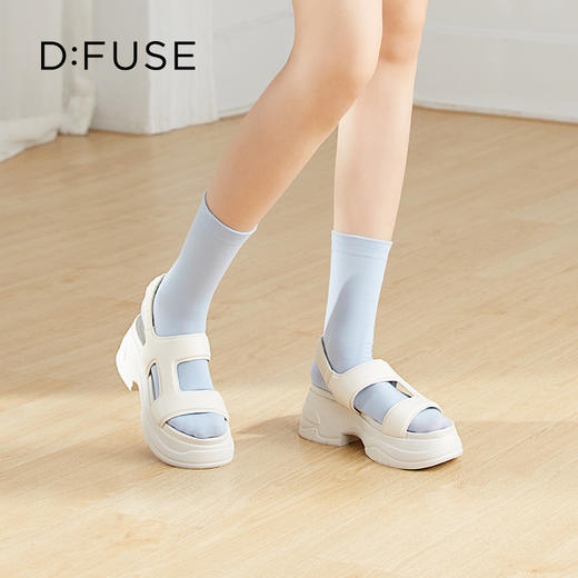 D:FUSE迪芙斯2024夏季新款松糕厚底不对称膨胀感罗马凉鞋DF42115218 商品图0