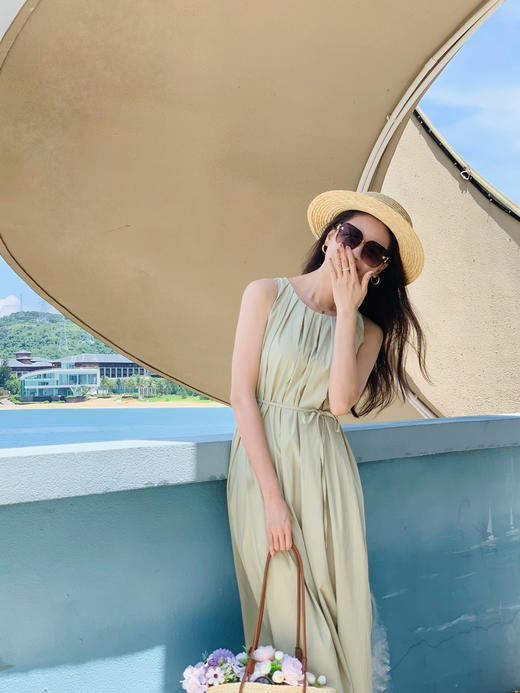 【百图lulu定制】【海岛日记连衣裙】圆领 无袖 本布腰带 连衣裙 商品图10