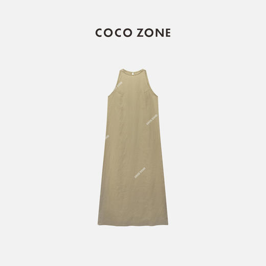 COCO ZONE2024“封面裙”夏季纯色挂脖式无袖连衣裙舒适A字长裙CC1B0895 商品图0