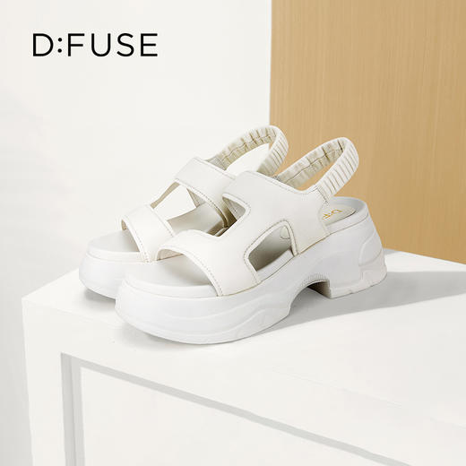 D:FUSE迪芙斯2024夏季新款松糕厚底不对称膨胀感罗马凉鞋DF42115218 商品图10