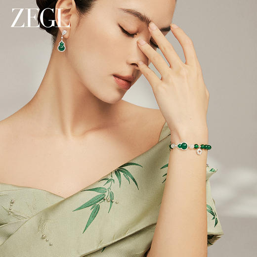 ZEGL设计师母亲节礼物绿玛瑙手串女款2024新款中式小葫芦手链手饰 商品图4