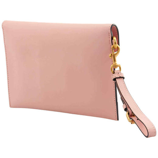 MOSCHINO 莫斯奇诺 女士小熊徽标搭扣手拿包 粉色 8411 8006 1224 商品图1