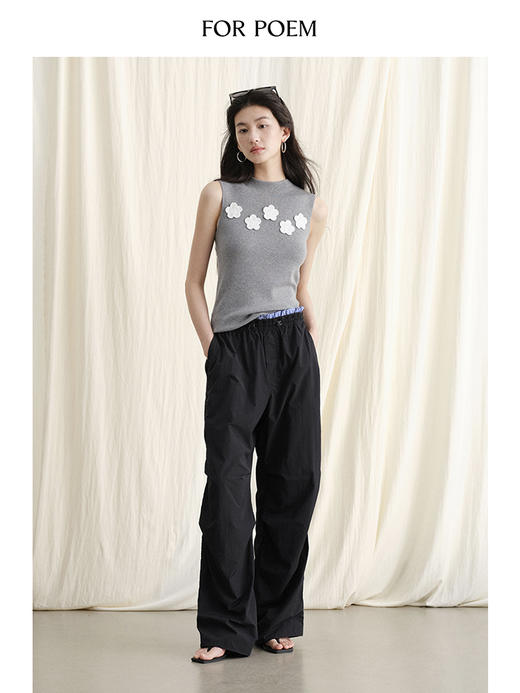 ForPoem 现货 24/SS原创设计轻薄透气格纹拼接假两件抽绳工装休闲裤 商品图0