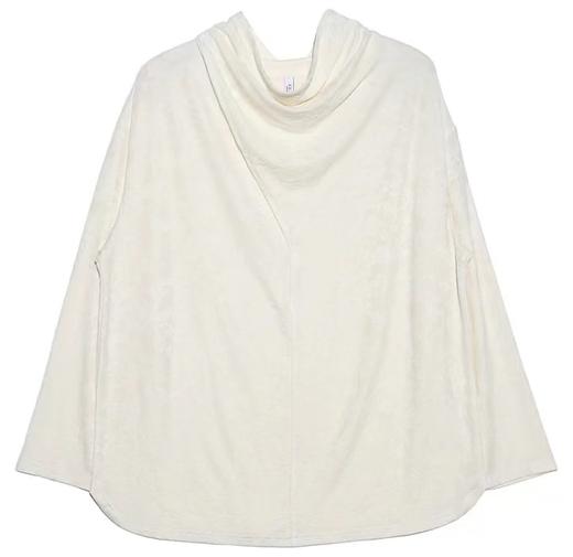 T472早春新款纯色堆堆领打底衫满印提花设计日常休闲宽松上衣 商品图0