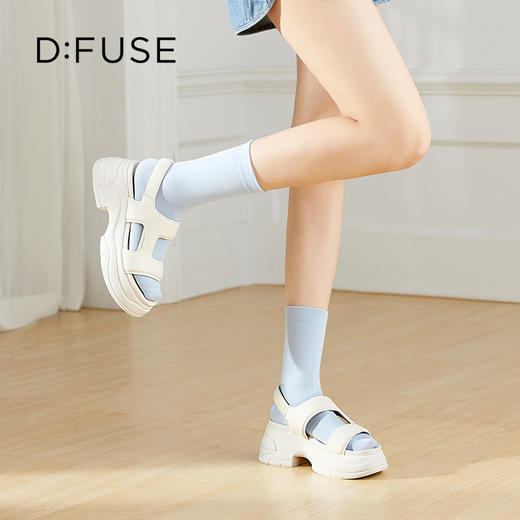 D:FUSE迪芙斯2024夏季新款松糕厚底不对称膨胀感罗马凉鞋DF42115218 商品图7