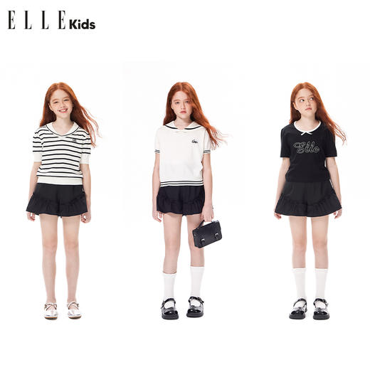 ELLEKIDS 童装 抗皱木耳边拼接法式短裤 商品图1