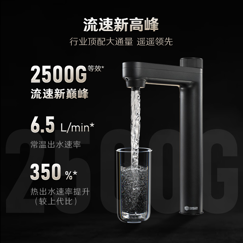 352净水器家用直饮加热一体机 2500G常温出水RO反渗透 6.5L/min 厨下即热式饮水机B425H