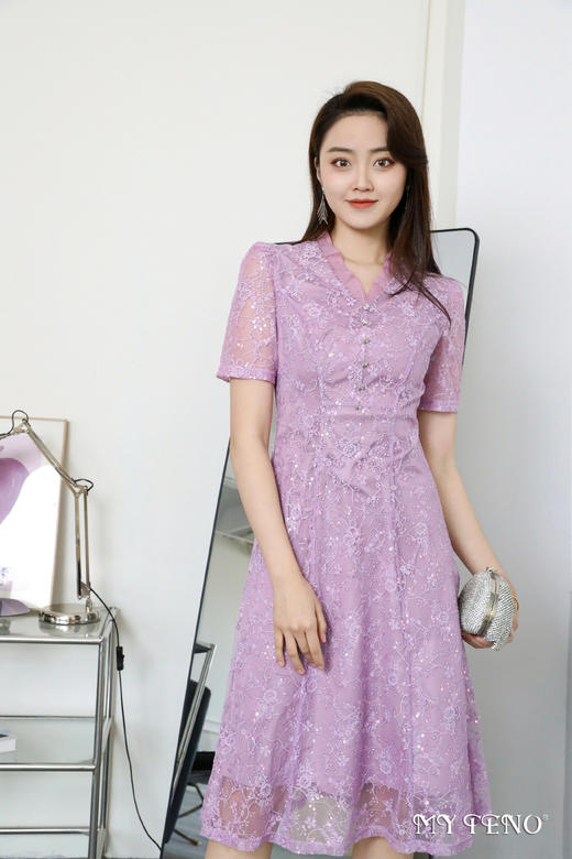 马天奴绣花珠片连衣裙MDS507DRX0 商品图0