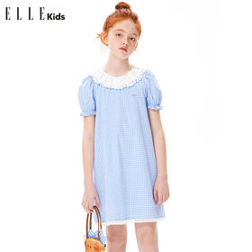 ELLEKIDS 童装 法式花边格子连衣裙