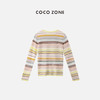 COCO ZONE "彩虹桥”夏季时尚彩条纹针织衫宽松圆领长袖套头上衣CC1B0994 商品缩略图1