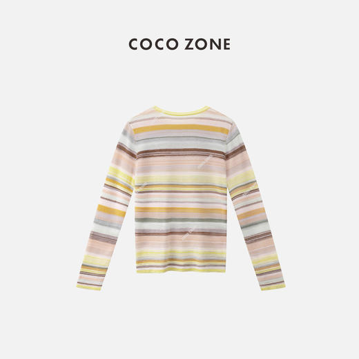 COCO ZONE "彩虹桥”夏季时尚彩条纹针织衫宽松圆领长袖套头上衣CC1B0994 商品图1