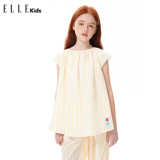 ELLEKIDS 童装 法式泡泡条纹背心上衣 商品图1