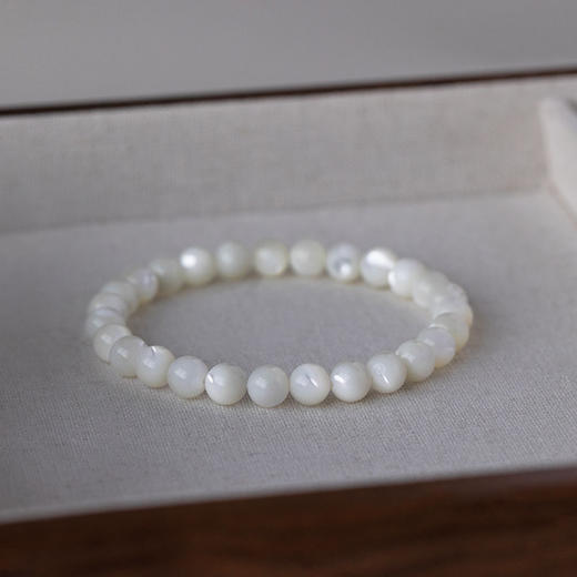 【灵物有形，禅心无界，天然白蝶贝手链】超润天然白贝手串 弹力绳 手工打磨不掉色 手链小清新女生-QQ 商品图5