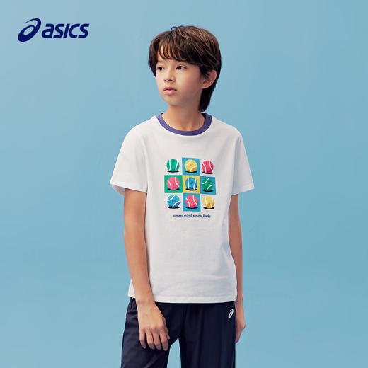 ASICS/亚瑟士童装2024年夏新款吸湿速干遮热抗菌趣味棉感短袖T恤 商品图0