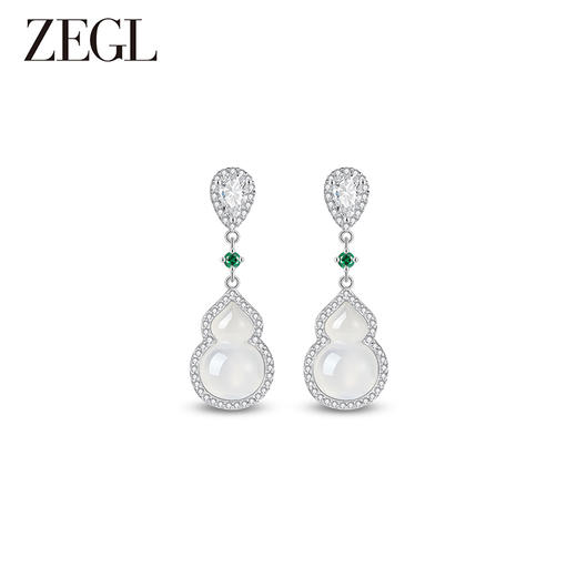 ZEGL设计师母亲节礼物绿玛瑙耳环女2024新款小葫芦耳钉银针耳饰品 商品图2