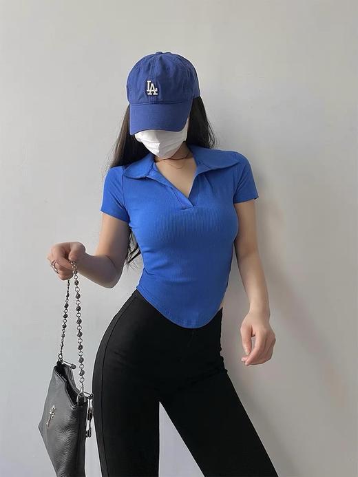 【宽松版型，敲击显瘦！】polo领纯欲显瘦T恤螺纹棉，无束缚纸片人冰凉吸汗百搭短袖，清新又百搭还能遮小肉肉-lm！ 商品图8