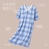 3部顶瓜瓜女士纯棉短袖千屿蓝格睡裙APW23251 商品缩略图1