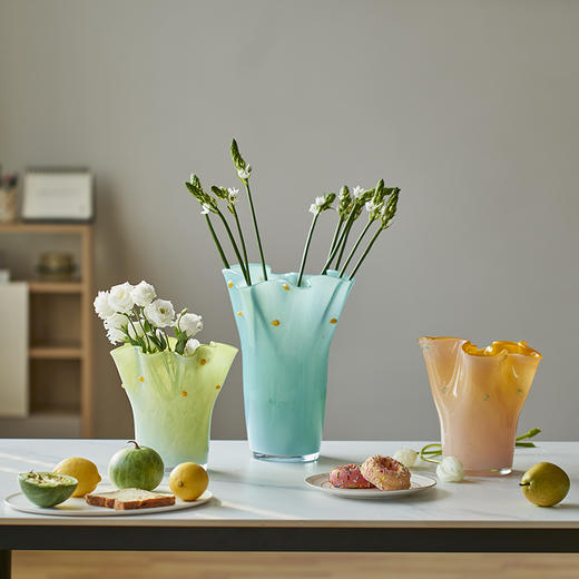 磁粉白菜口部花边玻璃花瓶器皿工艺品餐桌花插 商品图0