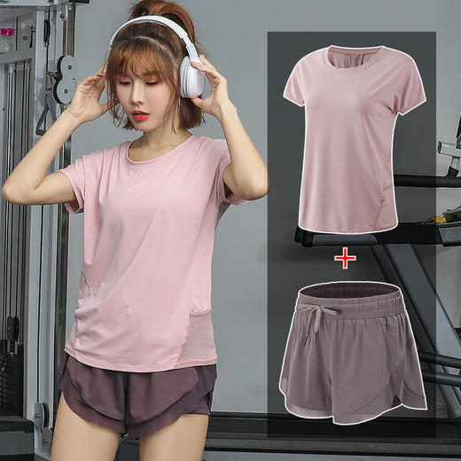 【三件套搭配！瑜伽服短裤套装】夏天薄款跑步运动套装，柔软亲肤，耐磨耐穿，速干网红健身服宽松瑜伽服女L 商品图6