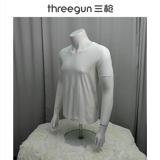 Threegun三枪【匠心系列-120支丝柔皮马棉】无痕V领短袖男士T恤衫-22815A921 商品图7