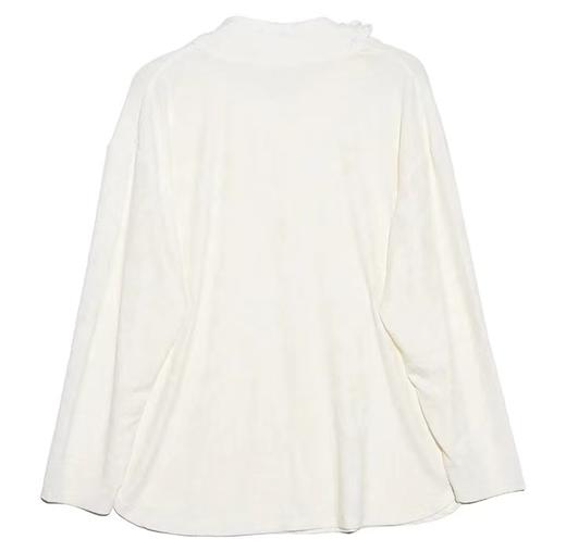 T472早春新款纯色堆堆领打底衫满印提花设计日常休闲宽松上衣 商品图1