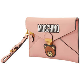 MOSCHINO 莫斯奇诺 女士小熊徽标搭扣手拿包 粉色 8411 8006 1224