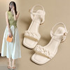 ZHR粗跟凉鞋女款2024夏季新款外穿仙女公主风高级一字带高跟女鞋 商品缩略图0