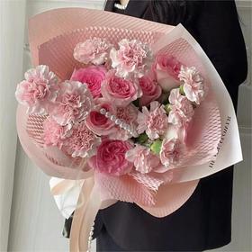 柔情--粉玫瑰康乃馨花束