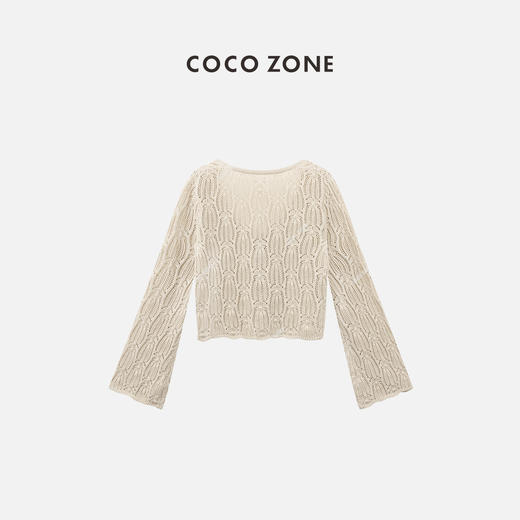 COCO ZONE”古娅“夏季设计感镂空绑带长袖针织衫外穿轻薄短款上衣CC1B0999 商品图1