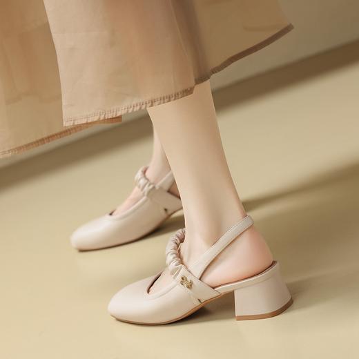 ZHR则则法式粗跟单凉鞋2024新款时尚百搭单鞋气质时装包头凉鞋女 商品图2