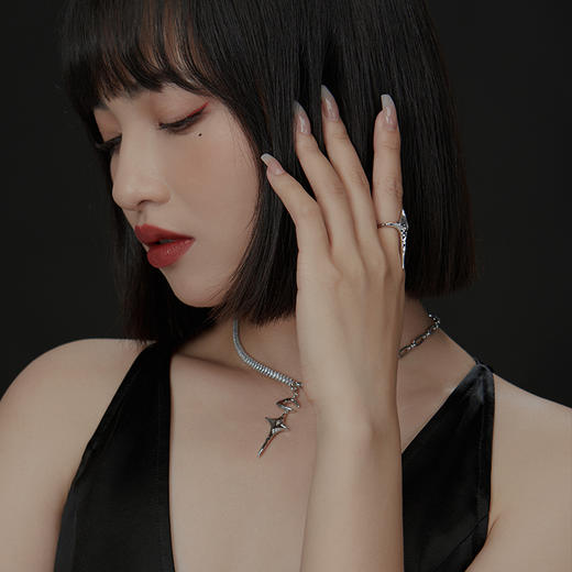 野月亮月溅星河甜酷原创设计拼接锆石时尚个性星星项链送礼情侣221YX0009 商品图2