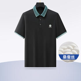 【桑蚕丝】【新款DLS】大依优型大码短袖Polo衫翻领加肥加大男士大号弹力透气舒适夏季半袖