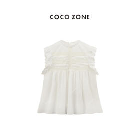 COCO ZONE"娃娃衫”夏季休闲设计感无袖立领衬衫裙摆式上衣CC1B0857