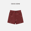 COCO ZONE"波尔多”夏季纯色后松紧腰短裤时尚设计感裤子CC2B0619 商品缩略图0