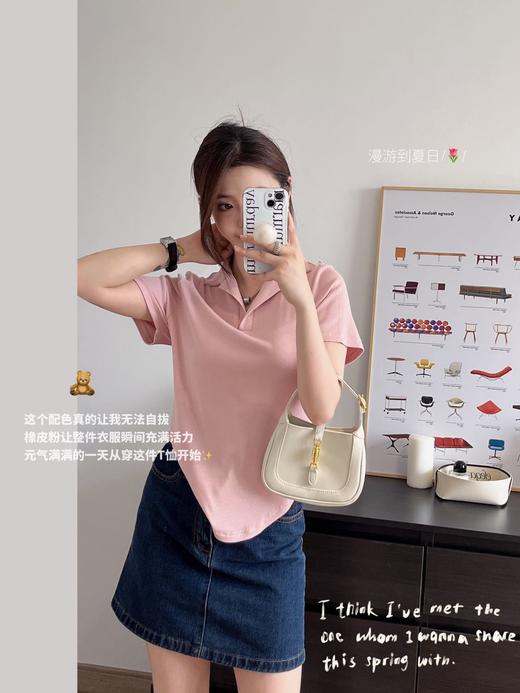 【宽松版型，敲击显瘦！】polo领纯欲显瘦T恤螺纹棉，无束缚纸片人冰凉吸汗百搭短袖，清新又百搭还能遮小肉肉-lm！ 商品图10