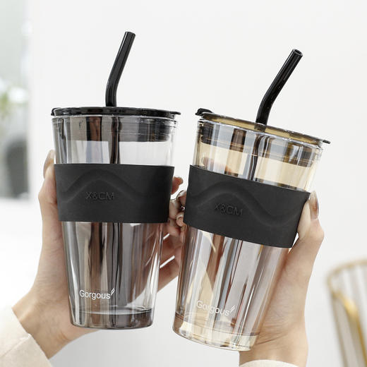 下单即送三件套！【百搭饮品，多色可选！】北极光玻璃杯吸管家用吸管杯,便携网红情侣小众高颜值喝水杯子-lm！ 商品图1