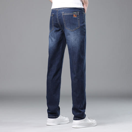 罗蒙春夏轻薄透气弹力牛仔裤男后袋绣标男裤直筒裤子男 商品图3