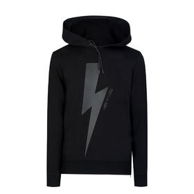 NEIL BARRETT 尼奥.贝奈特 男士闪电徽标印花连帽卫衣 黑色 BJS413F H510P 0101