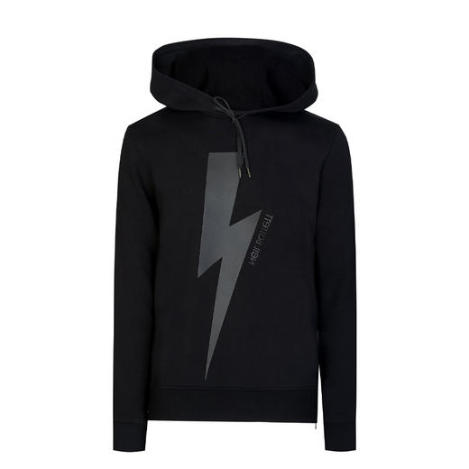 NEIL BARRETT 尼奥.贝奈特 男士闪电徽标印花连帽卫衣 黑色 BJS413F H510P 0101 商品图0