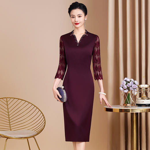 高档中老年显瘦喜婆婆婚宴礼服，小个高贵妈妈连衣裙YZL872 商品图3