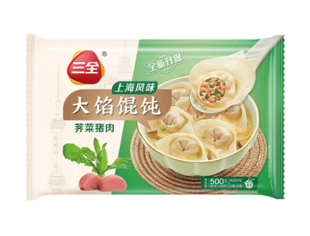 三全 上海风味荠菜猪肉馄饨 500g*2(商)