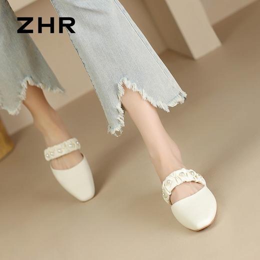 ZHR则则法式珍珠穆勒拖鞋2024新款时尚百搭包头拖鞋气质半拖女鞋 商品图5